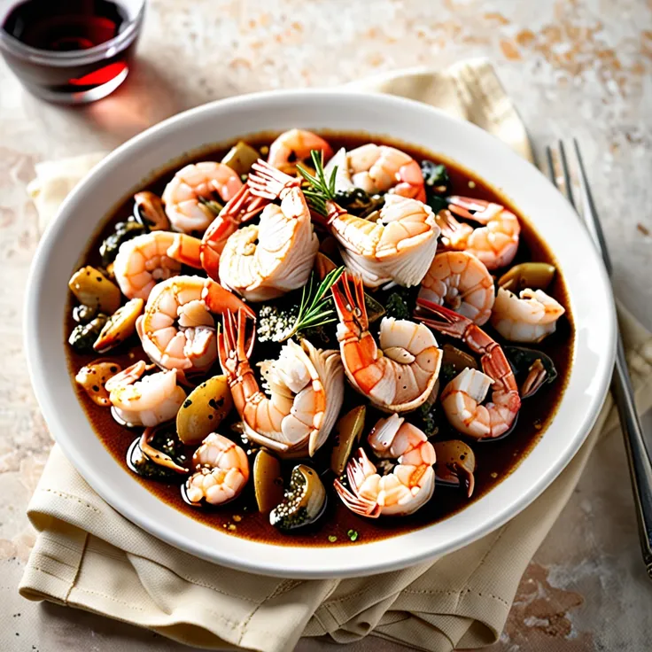 Chicken and Shrimp in Aged Banyuls Wine Sauce