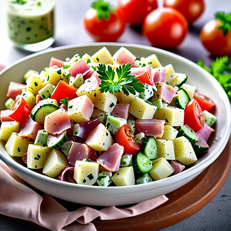 Recipe: Classic Strasbourg Potato Salad with Ham and Fresh Vegetables