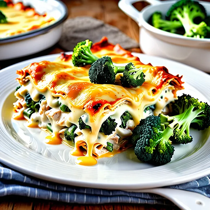 Creamy Chicken Divan Lasagna Casserole