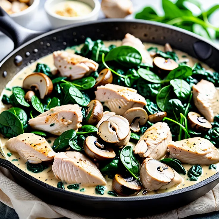 Recipe: Creamy Chicken with Spinach and Mushrooms