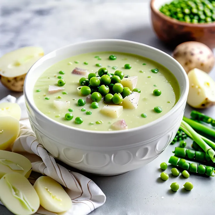 Recipe: Creamy Potato Leek and Pea Soup