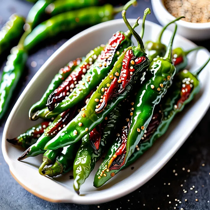 Recipe: Crispy Air Fryer Shishito Peppers with Soy Ginger Glaze