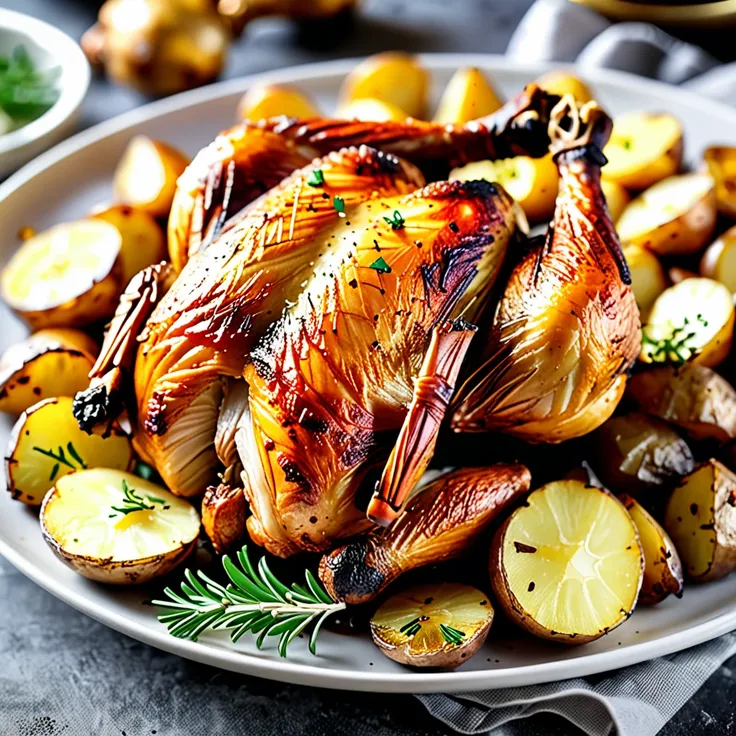Crispy Roasted Spatchcock Chicken with Golden Potatoes