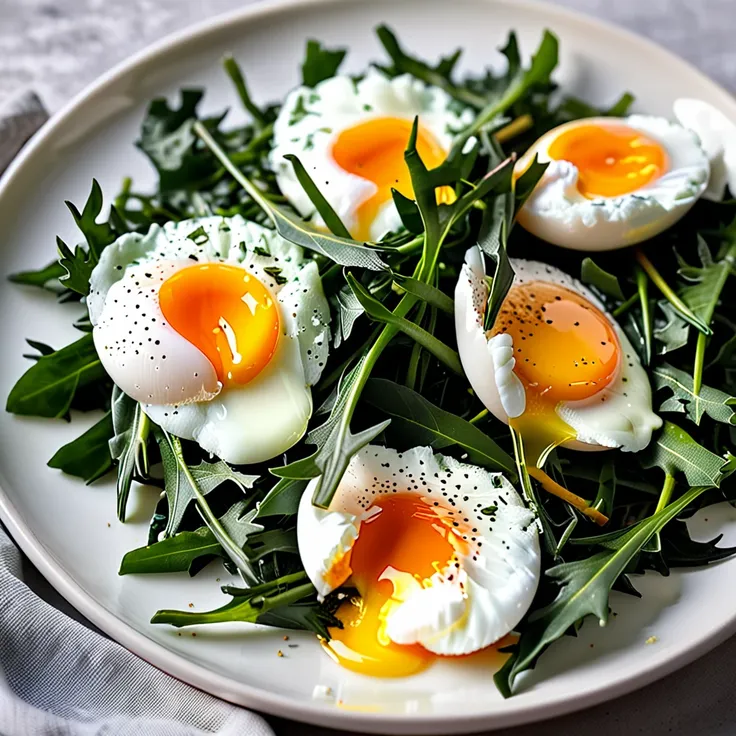 Dandelion Greens with Perfect Poached Eggs