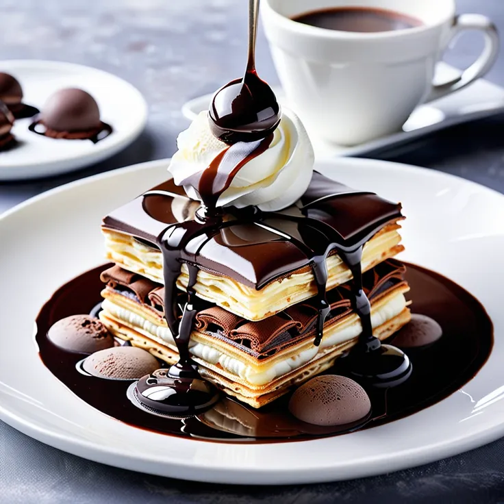 Recipe: Decadent Chocolate Millefeuille with Vanilla Ice Cream