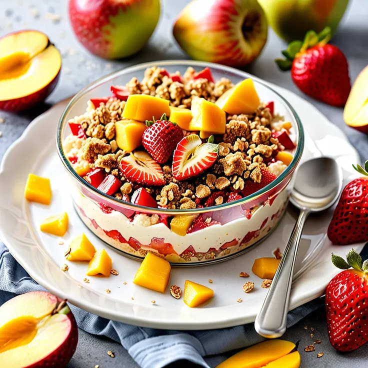 Recipe: Delicious Apple Strawberry Mango Crumble Dessert