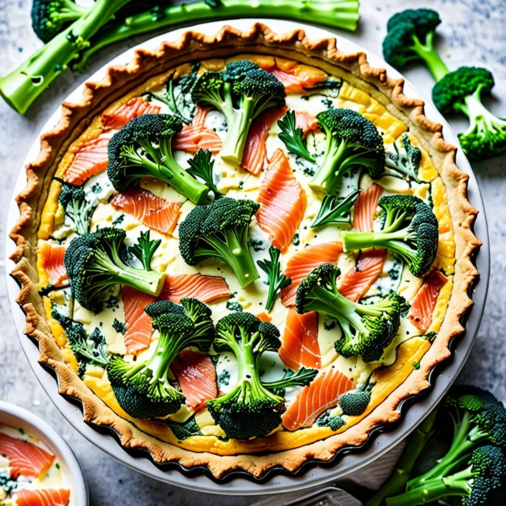Recipe: Delicious Broccoli, Smoked Salmon, and Ricotta Quiche