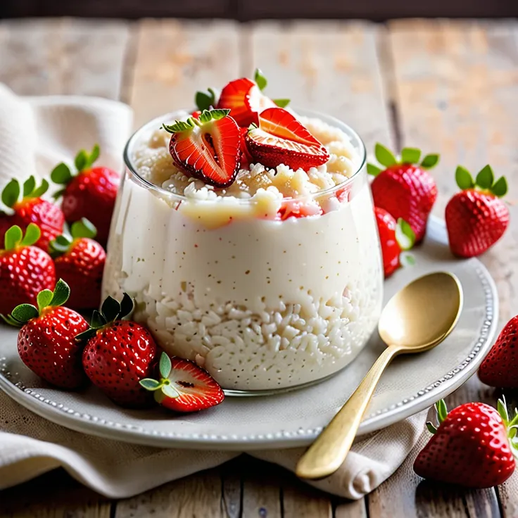 Recipe: Delicious Leftover Rice Pudding with Fresh Strawberries