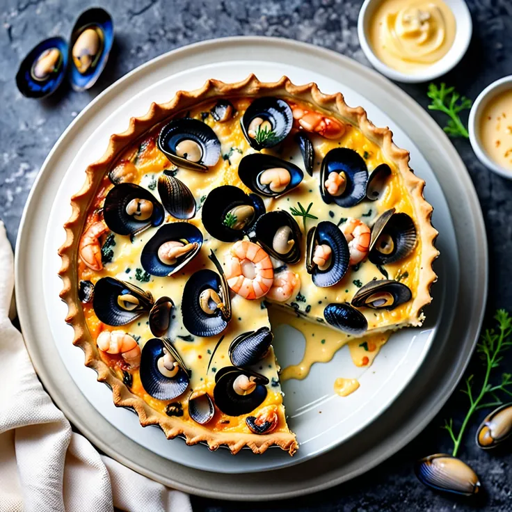 Delicious Mushroom, Shrimp, and Mussel Quiche