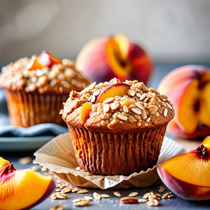 Delicious Spiced Peach Oatmeal Muffins