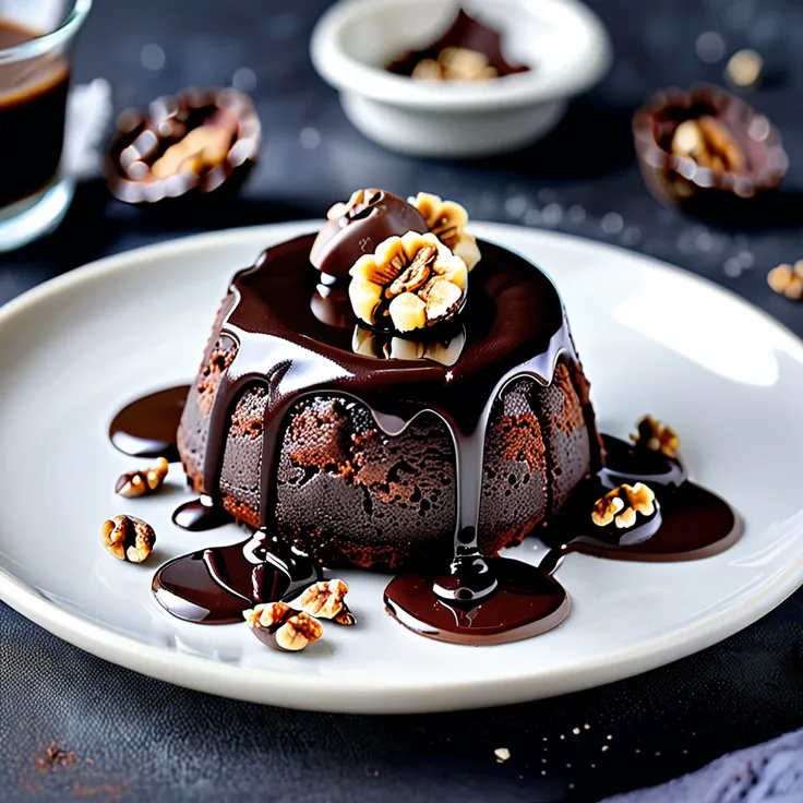 Easy Chocolate Walnut Molten Lava Cake