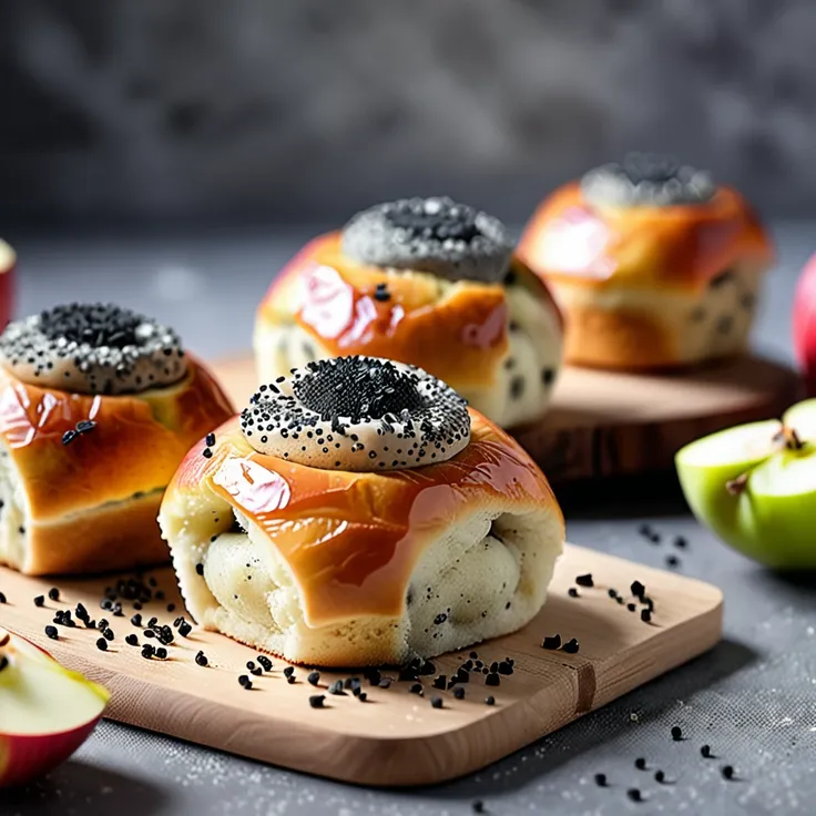 Recipe: Fluffy Yeast Apple Buns with Poppy Seeds