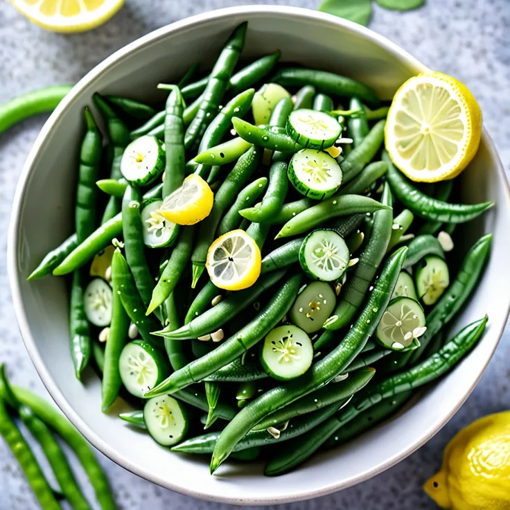 Fresh Green Bean and Cucumber Salad with Lemon Dressing