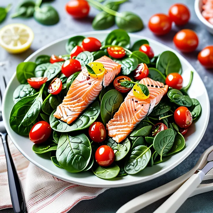 Recipe: Fresh Spinach and Salmon Salad with Lemon Vinaigrette