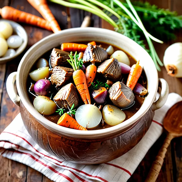 Hearty Goose Stew with Tender Baby Vegetables