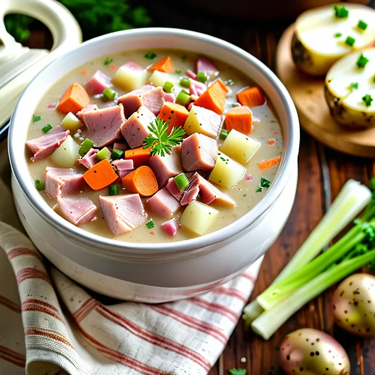 Hearty Slow Cooker Ham and Potato Soup