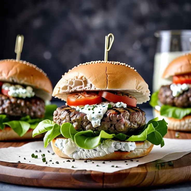 Juicy Lamb Burgers Stuffed with Creamy Goat Cheese