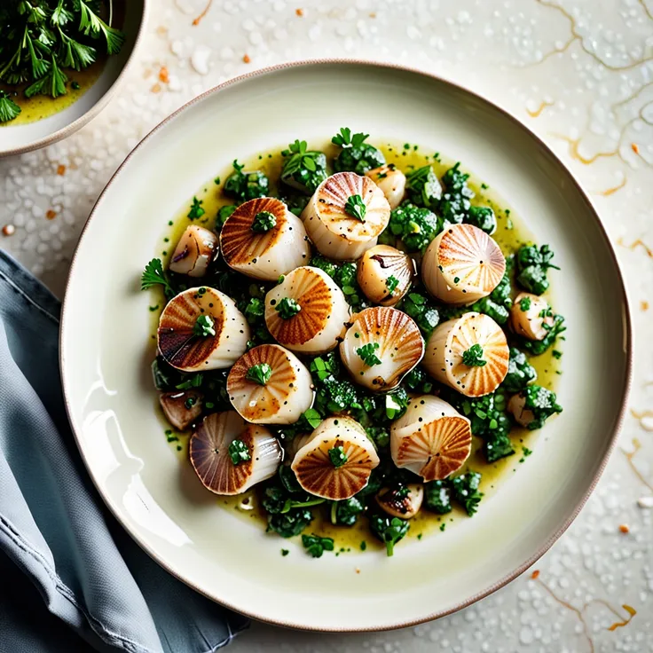 Recipe: Parsley Butter Scallops Flambeed with Rum