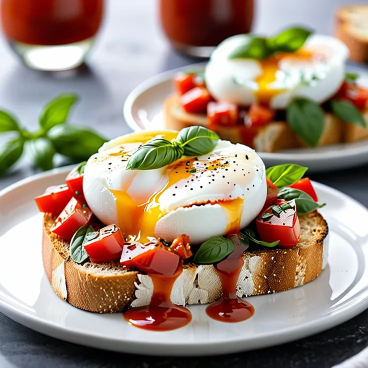 Recipe: Poached Egg Toasts with Tangy Tomato Sauce