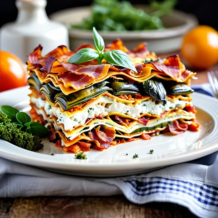 Recipe: Provence Vegetable Lasagna with Goat Cheese and Bacon