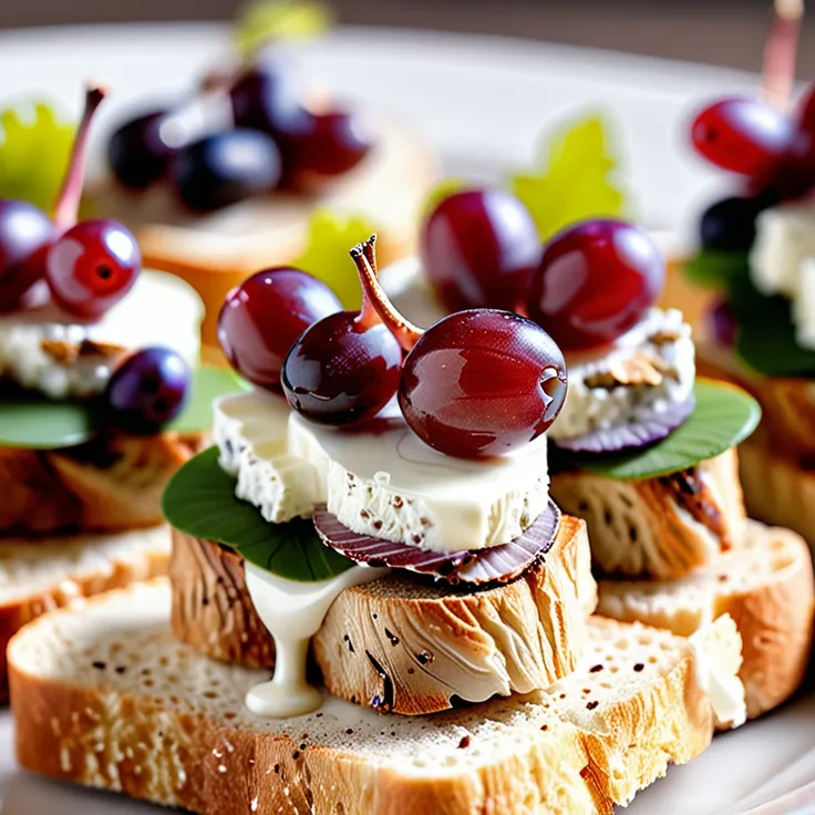 Quail Canapes with Sweet Grapes for Elegant Appetizers