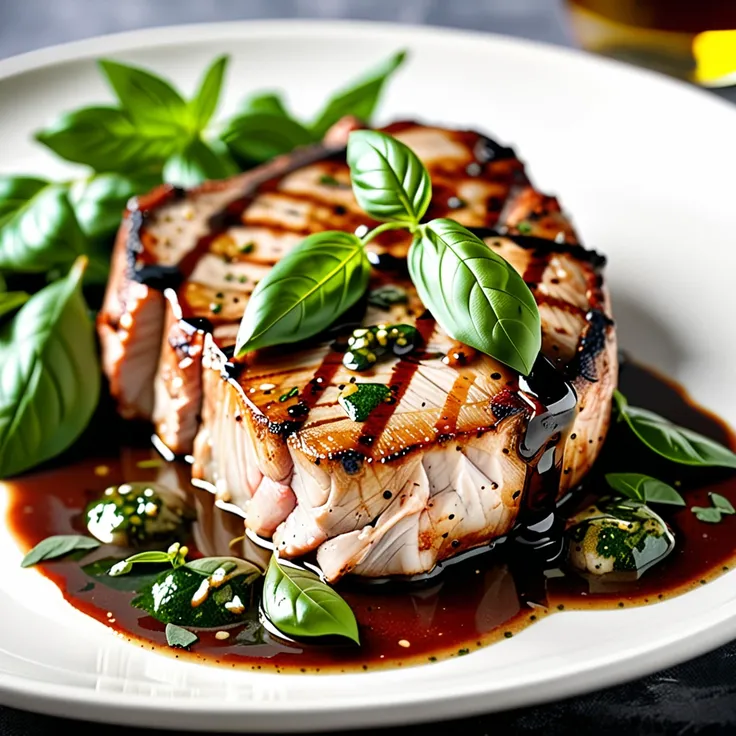 Savory Pork Chops with Fresh Basil and Marsala Wine Sauce