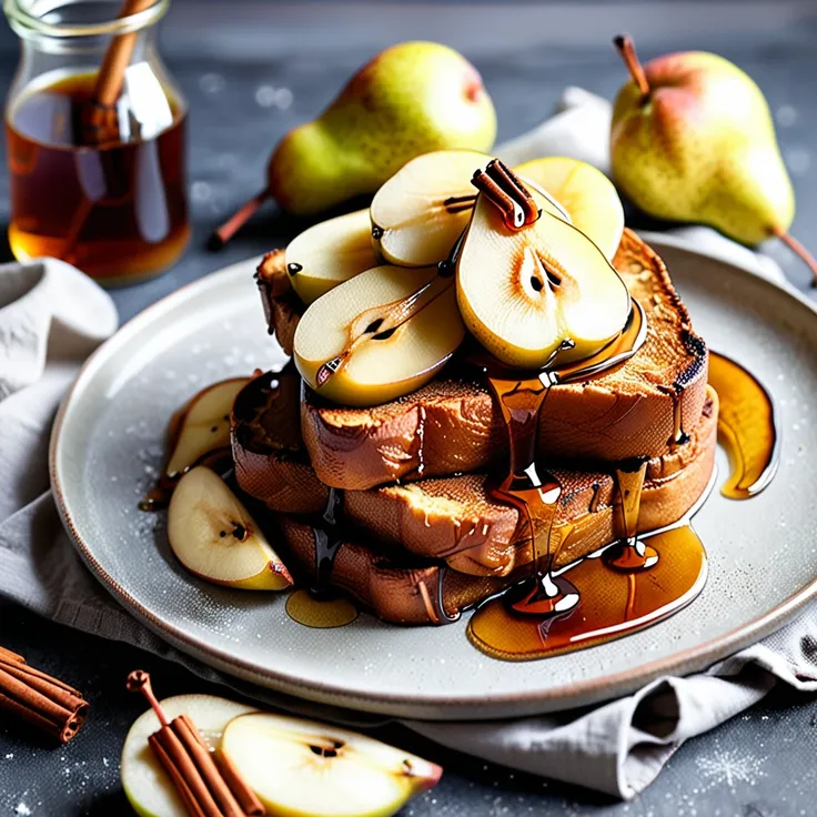 Spiced Gingerbread French Toast with Pears