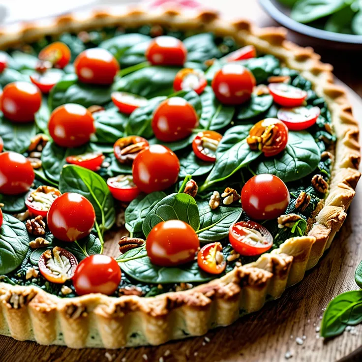 Recipe: Spinach Goat Cheese Tomato Walnut Tart