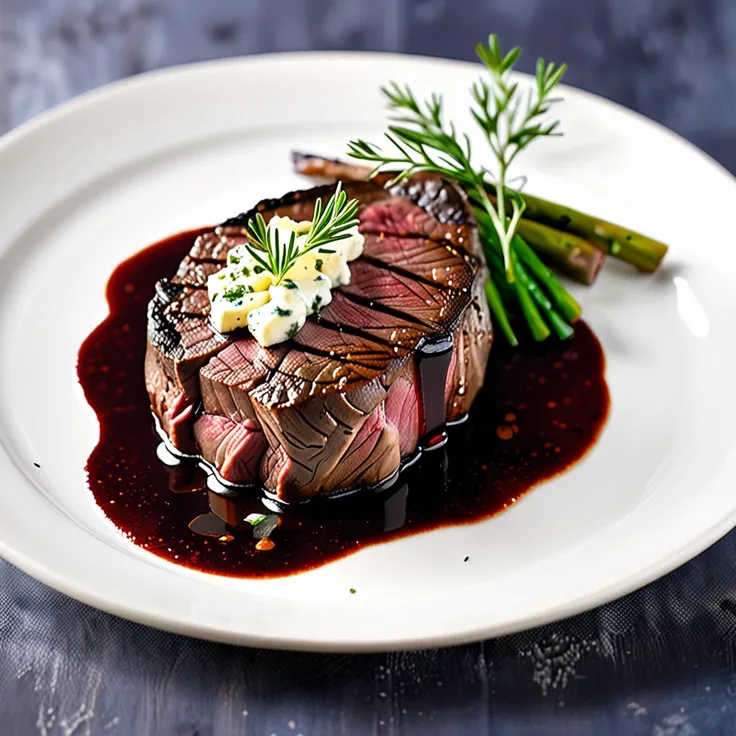 Venison Steak with Port Wine Sauce and Creamy Herb Cheese