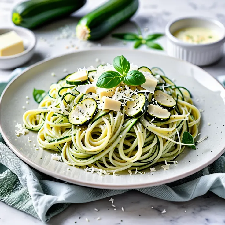 Zucchini Pasta with Creamy Cheese Sauce